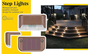 8-Pack Solar Deck Lights – Waterproof Outdoor LED Step Lights, Warm White, Auto On/Off, Easy Install for Patio, Stairs, Fence, Garden Landscape Lighting