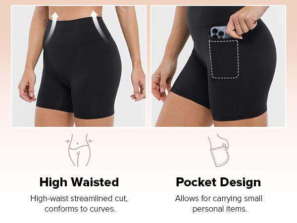 BRXL Women's 5 Inch Inseam Biker Shorts with Pockets High Waist Buttery Soft Yoga Athletic Gym Running Volleyball Spandex Shorts