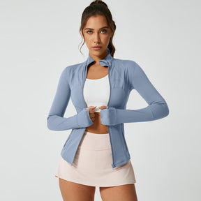 Women's Solid Color Multi-Functional Paneled Zippered Sports Yoga Jacket,gym workouts, badminton, and casual exercise. workout clothes women Design