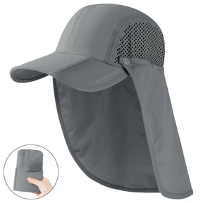 50+ Foldable Fishing Hat Baseball Cap with Removable Neck Flap Portable for Men Women Golf Hiking