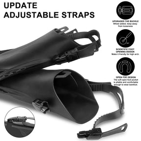 Swim Flippers Short Diving Frog Shoes Duck Webs Adjustable Silicone Travel Size Open Heel Adult Men Women Youth Kid