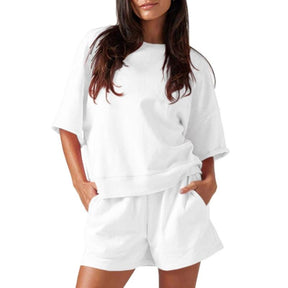 Womens 2 Piece Outfits Oversized Cropped Sweatshirt and High Waist Running Shorts Tracksuit Sets tracksuits men