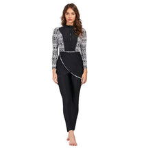 New Muslim Swimwear Women Modest Patchwork Hijab Long Sleeves Sport Swimsuit 3pcs Islamic Burkinis Wear Bathing Suit