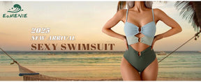 One Piece Swimsuit for Women Ring Linked Monokini Sexy Bathing Suit Cutout Swim Suit Outdoorfun