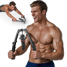 Chest & Arm Twister - Hydraulic Power Chest Press Machine for Upper Body Strength Training, 2-in-1 Twister arm Trainer with ab Roller Wheel(Backpack& Pad Included)