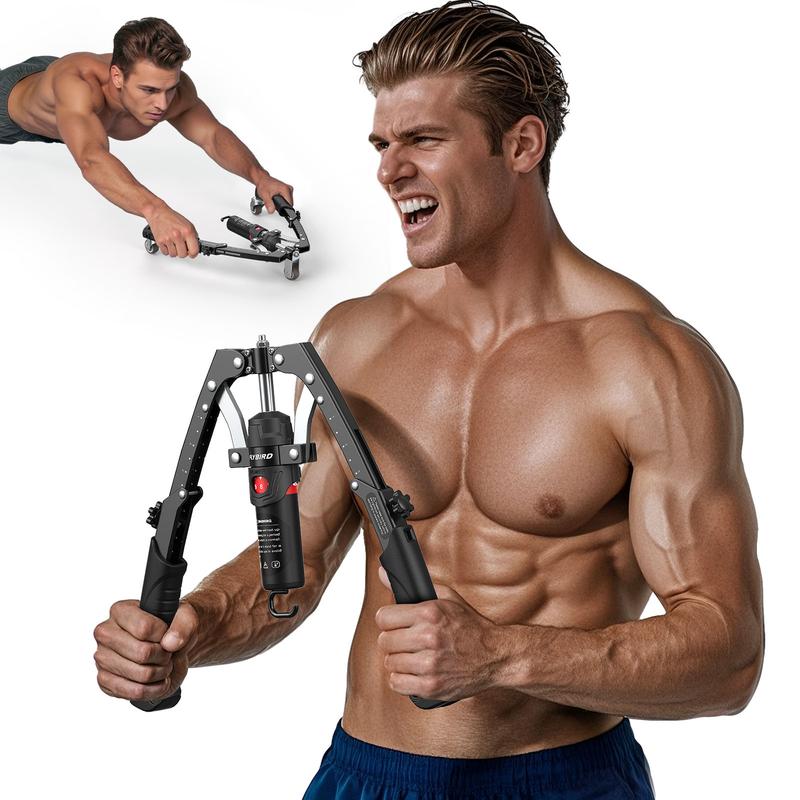 Chest & Arm Twister - Hydraulic Power Chest Press Machine for Upper Body Strength Training, 2-in-1 Twister arm Trainer with ab Roller Wheel(Backpack& Pad Included)