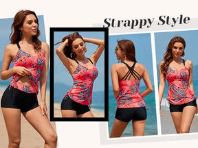 Tempt Me Two Piece Tankini Swimsuits for Women Tummy Control Bathing Suit with Shorts Athletic Swimwear