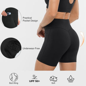 BRXL Women's 5 Inch Inseam Biker Shorts with Pockets High Waist Buttery Soft Yoga Athletic Gym Running Volleyball Spandex Shorts