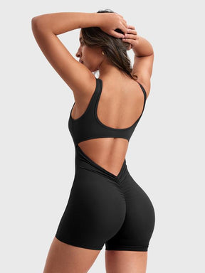 YEOREO One Piece  Jumpsuits for Women Backless Tummy Control Sleeveless Jumpsuits Lizvette V Back Scrunch Yoga Romper Gym Outfit Crop Top Workout Apparel Stretchable Activewear