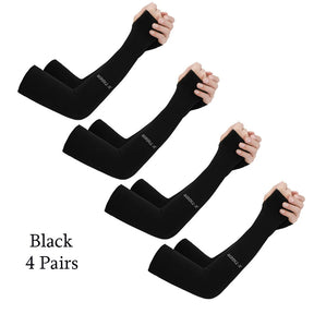 4 Pairs Cycling Arm Summer Ice Cloth Cycling Sleeves Sun Protection Unisex Breathable Running Volleyball Sleeves Outdoor