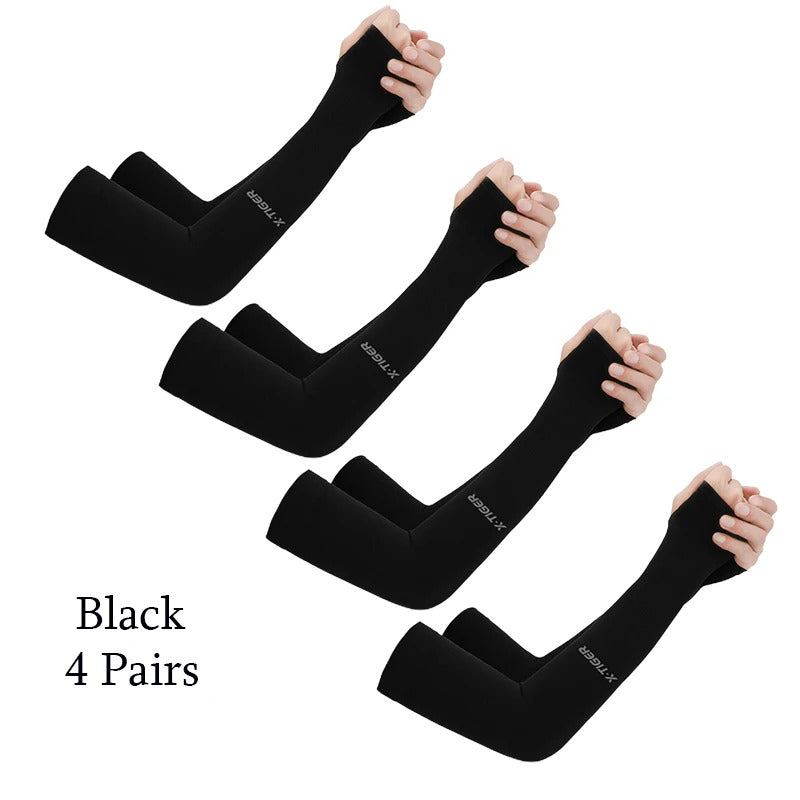 4 Pairs Cycling Arm Summer Ice Cloth Cycling Sleeves Sun Protection Unisex Breathable Running Volleyball Sleeves Outdoor