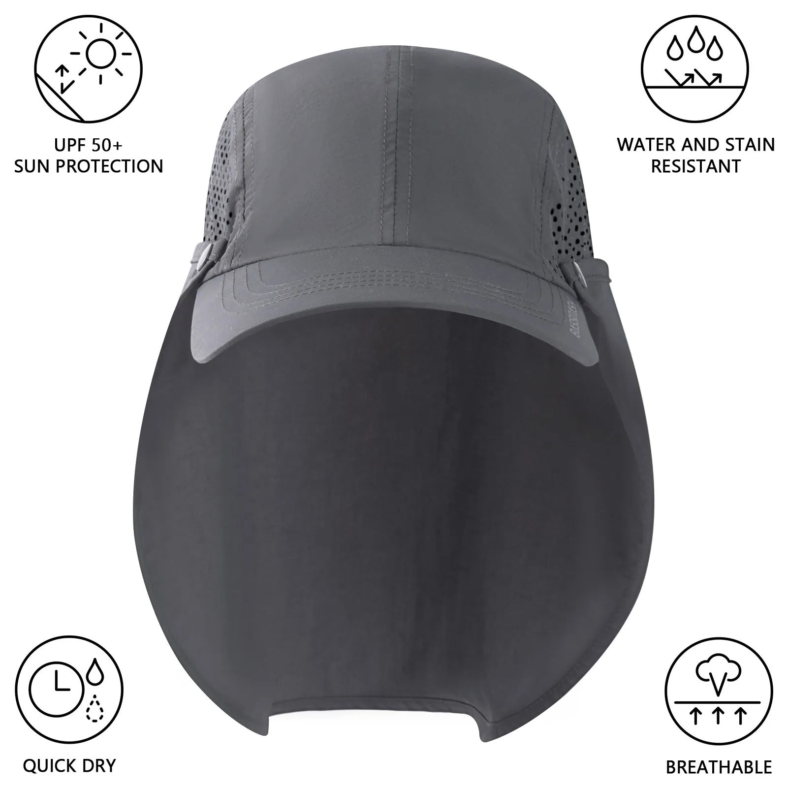 50+ Foldable Fishing Hat Baseball Cap with Removable Neck Flap Portable for Men Women Golf Hiking