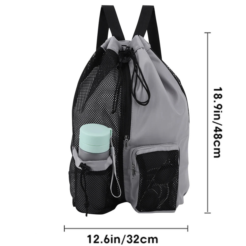 Swim Bag Mesh Drawstring Backpack with Wet Pocket Beach Backpack Swimming Sports Bag for School Swimming Beach Storage Bags
