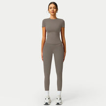 Women's 2-Piece Cherry Print Crew Neck Tee & High-Waist Leggings Set , Extended Hemline, Quick-Dry Snug , Yoga, Gym, Athleisure , Women's Activewear Pilates Outfits Compression Shirts Sweatpants
