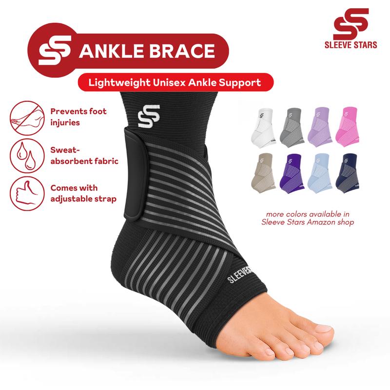 Sleeve Stars Ankle Brace for Sprain | Plantar Fasciitis Relief | Ankle Support for Women & Men | Ankle Compression Sleeve w/ Strap | Achilles Tendonitis Brace, Foot Brace Wrap
