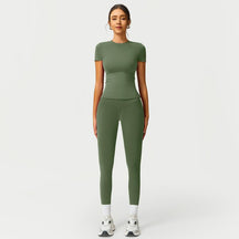Women's 2-Piece Cherry Print Crew Neck Tee & High-Waist Leggings Set , Extended Hemline, Quick-Dry Snug , Yoga, Gym, Athleisure , Women's Activewear Pilates Outfits Compression Shirts Sweatpants