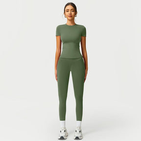 Women's 2-Piece Cherry Print Crew Neck Tee & High-Waist Leggings Set , Extended Hemline, Quick-Dry Snug , Yoga, Gym, Athleisure , Women's Activewear Pilates Outfits Compression Shirts Sweatpants