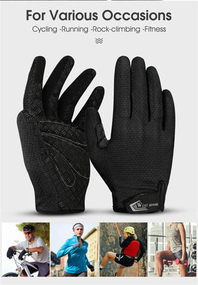BIKING Summer Cycling Gloves Full Finger MTB Bike Gloves Touch Screen Non Slip Silicone Palm Driving Riding Gloves