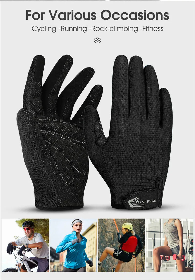BIKING Summer Cycling Gloves Full Finger MTB Bike Gloves Touch Screen Non Slip Silicone Palm Driving Riding Gloves