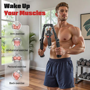 Chest & Arm Twister - Hydraulic Power Chest Press Machine for Upper Body Strength Training, 2-in-1 Twister arm Trainer with ab Roller Wheel(Backpack& Pad Included)