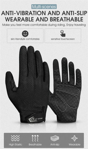 BIKING Summer Cycling Gloves Full Finger MTB Bike Gloves Touch Screen Non Slip Silicone Palm Driving Riding Gloves