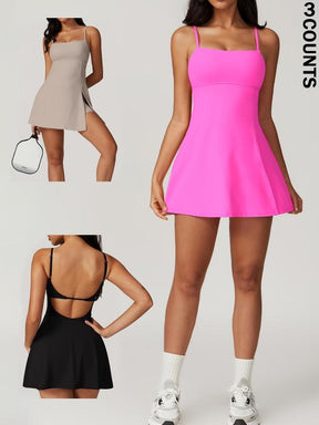 Women's Seamless High Elastic Back Strap One-piece Yoga Suit Outdoor Sports Mountain Climbing Running Playing Tennis Skirt Gym Workout Skirt with Leggings, Tennis Attire, Sports Clothes, Workout Gym Clothing
