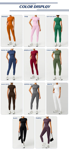 Women's 2-Piece Cherry Print Crew Neck Tee & High-Waist Leggings Set , Extended Hemline, Quick-Dry Snug , Yoga, Gym, Athleisure , Women's Activewear Pilates Outfits Compression Shirts Sweatpants