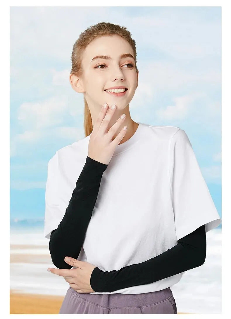 4 Pairs Cycling Arm Summer Ice Cloth Cycling Sleeves Sun Protection Unisex Breathable Running Volleyball Sleeves Outdoor