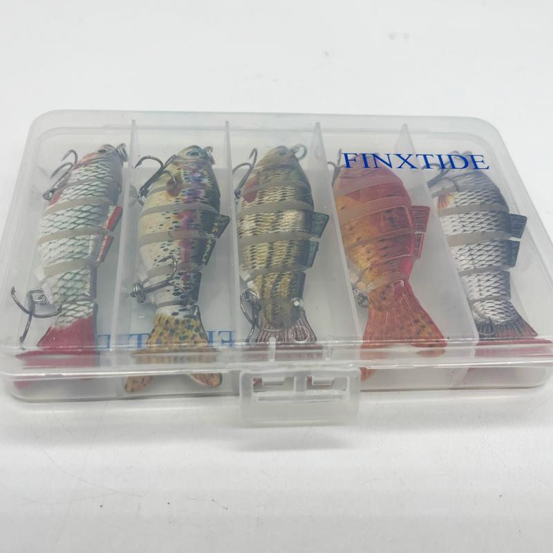 5 Pieces/set Fishing Lures Set Multi Segments Jointed Hard Bait 3.9in/0.56oz,Bionic Hard Fishing Bait Suitable for Fresh Water and Saltwater,Sinking Lifelike Swimbait Outdoor Fishing Equipment for Dealsforyoudays Perfect for Beginners