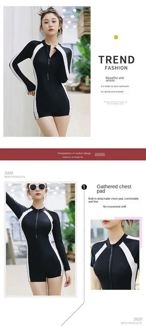 2024 Summer Sports One-piece Swimsuit Professional Women's Swimsuit Black Swimsuit Solid Color Swimming Beach Wear Long Style