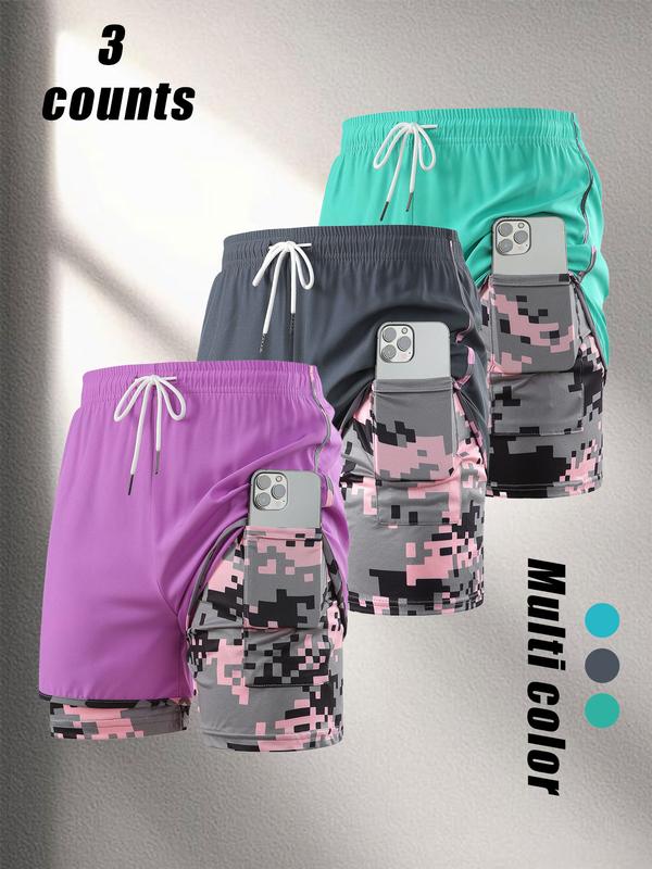 Women's Camo Print Gym Shorts, Breathable Comfortable Quick Drying Skinny Shorts, Ladies Sportswear for Indoor Outdoor Wear, Bottom