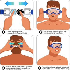 Diving Swimming Goggles, 2 Counts Anti-fog & Anti-uv Swim Glasses with Waterproof Earplugs, Wide Vision Swimming Accessories for Boys & Girls, Water Goggles, Swim Kit, Cool Swimming Goggles