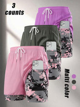 Women's Camo Print Gym Shorts, Breathable Comfortable Quick Drying Skinny Shorts, Ladies Sportswear for Indoor Outdoor Wear, Bottom