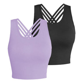 Pro-Fit Seamless 2 pieces  Cross-back sports bra, Comfortable, Support, Stretchy, Summer Outfits, everyday bra, Women Workout Clothes, Activewear 32678