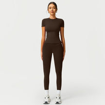 Women's 2-Piece Cherry Print Crew Neck Tee & High-Waist Leggings Set , Extended Hemline, Quick-Dry Snug , Yoga, Gym, Athleisure , Women's Activewear Pilates Outfits Compression Shirts Sweatpants