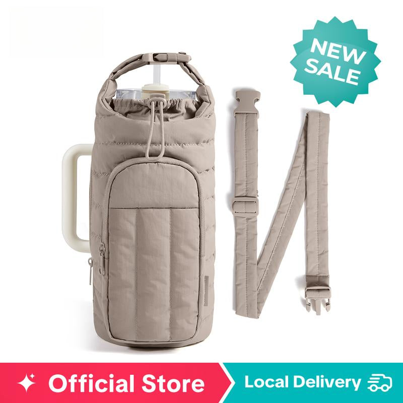 Water Bottle Holder Bag with Strap, 40/32 oz Gym Accessories with Phone Pocket, Sling Bag Purses for Women Drinkware Tumble