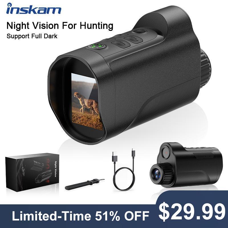 Night Vision Monocular, 2'' HD Screen Infrared Binoculars with Compass for Photos and Videos, Perfect for Adults Outdoor Camping and Wildlife Observation