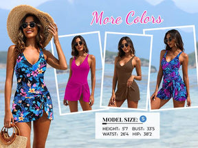 Women One Piece Swim Dress 2025 Tummy Control Swimsuit with Skirt Wrap Tie Side Swimdress Bathing Suit  dealsforyoudays