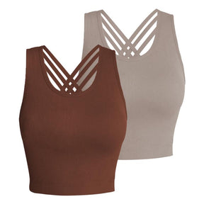 Pro-Fit Seamless 2 pieces  Cross-back sports bra, Comfortable, Support, Stretchy, Summer Outfits, everyday bra, Women Workout Clothes, Activewear 32678