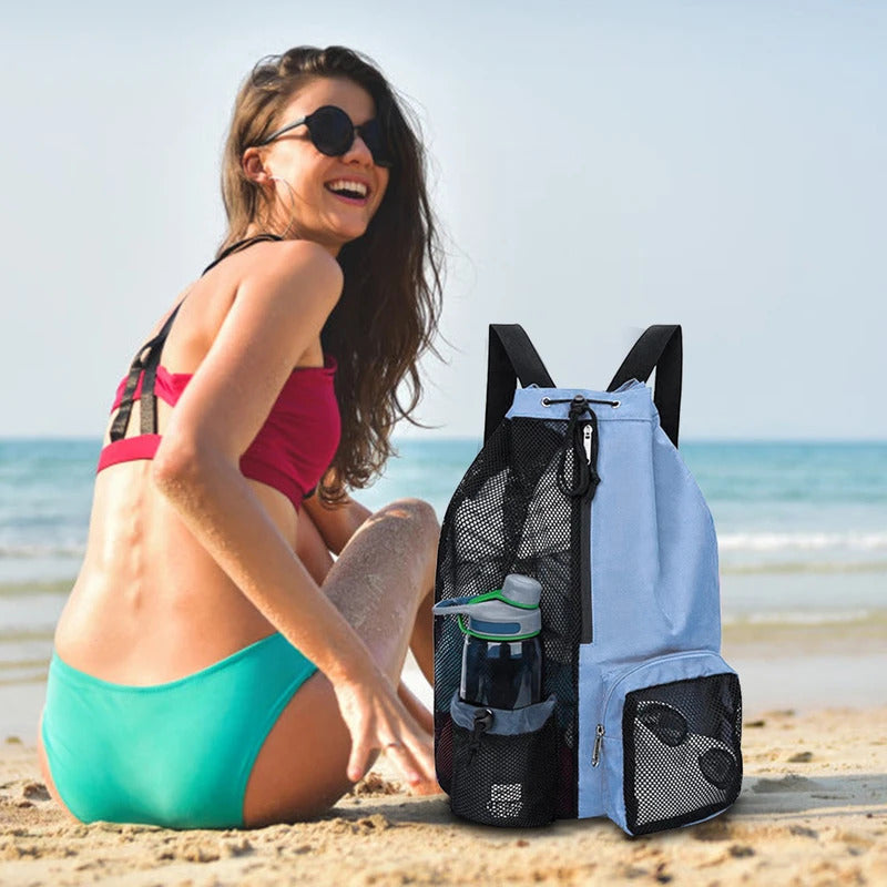 Swim Bag Mesh Drawstring Backpack with Wet Pocket Beach Backpack Swimming Sports Bag for School Swimming Beach Storage Bags