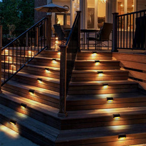 8-Pack Solar Deck Lights – Waterproof Outdoor LED Step Lights, Warm White, Auto On/Off, Easy Install for Patio, Stairs, Fence, Garden Landscape Lighting