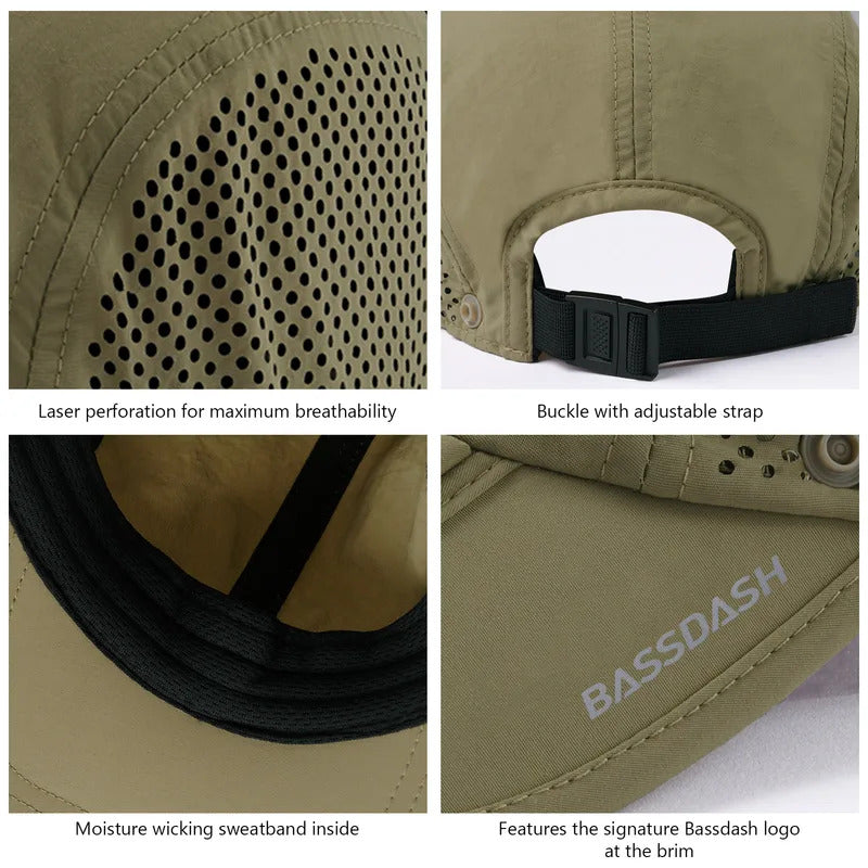 50+ Foldable Fishing Hat Baseball Cap with Removable Neck Flap Portable for Men Women Golf Hiking