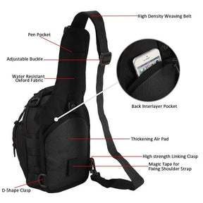 Tactical Compact EDC Shoulder Sling Bag for Men - Crossbody and Chest Pack for Travel, Camping, Trekking, Outdoor Sports - Adjustable Multifunction Durable dealsforyoudays