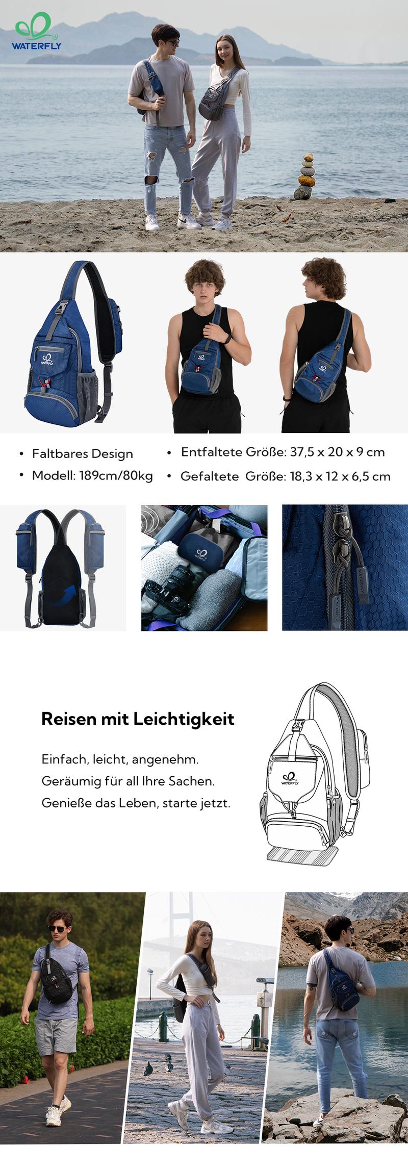 Packable Small Crossbody Sling Backpack Shoulder Chest Bag Daypack for Hiking Traveling