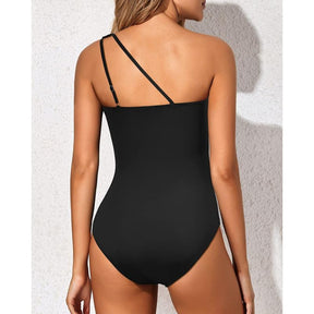 One Shoulder One Piece Swimsuit for Women Comfortable Tummy Control Bathing Suits Modest Full Coverage Keyhole Swimwear Beach Swimming Clothing