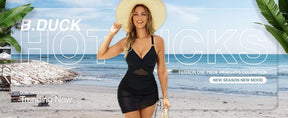 Women One Piece Swimsuits Tummy Control Cutout Tie Back High Waisted Swimwear Slimming Mesh Sheer Wraps Bathing Suit Tankini Outfit