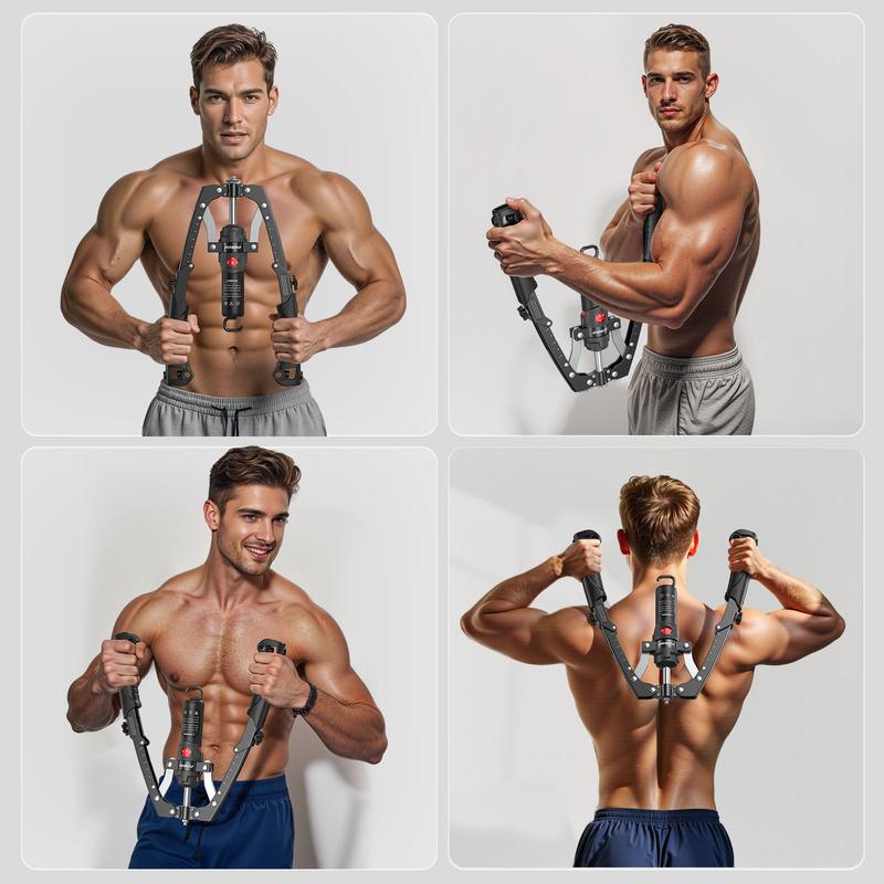 Chest & Arm Twister - Hydraulic Power Chest Press Machine for Upper Body Strength Training, 2-in-1 Twister arm Trainer with ab Roller Wheel(Backpack& Pad Included)