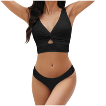 Women'S Swimsuit Top Solid Colour Bikini Swimsuit Fashion Gathering Push Up Tankini Swimsuit Sexy Backless Cross Strap Bikini