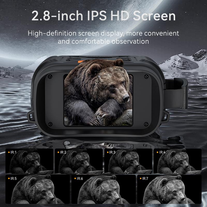 Night Vision Goggles with 64GB SD Card, Adult Night Vision Binoculars with 2.8 Inch HD Screen for Hunting Camping, Hiking Essentials 10x Digital Zoom, 5W Infrared Light, 7 Levels of Infrared, Simple Operation