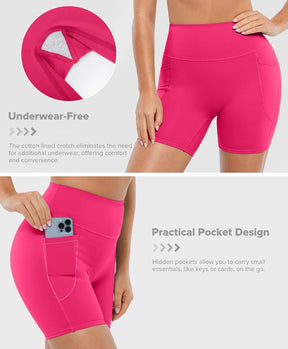 BRXL Women's 5 Inch Inseam Biker Shorts with Pockets High Waist Buttery Soft Yoga Athletic Gym Running Volleyball Spandex Shorts